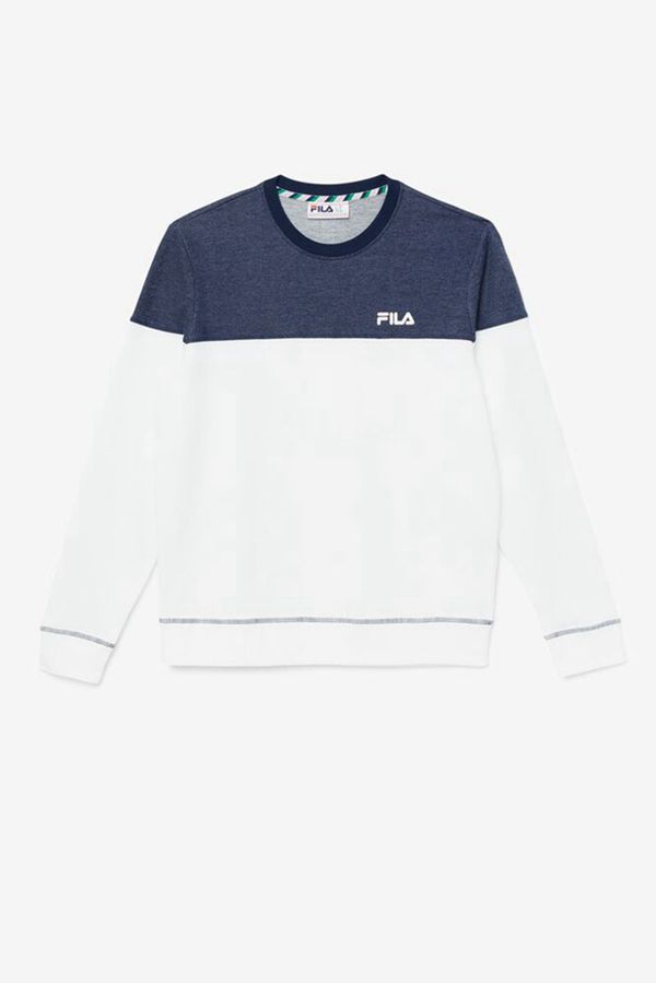 Moletons Fila Homem Azul Marinho/Branco/Vermelhas - Fila Carpathian Crewneck Portugal Lojas,GQPY-403